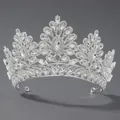 Elegant baroque silver tiara with sparkling rhinestones for wedding pageants. - Silver