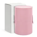 Pink cylindrical makeup brush holder with lid and snap buttons for dustproof storage - XXL Size Full Bucket With Cardboard Box / XXL Size with Box / Pink