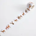 Washi tape featuring realistic watercolor deer illustrations for DIY scrapbooking crafts. - Forest Deer