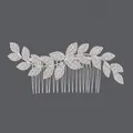 Elegante zilveren haarkam met bladeren en fonkelende strassteentjes voor bruidskapsels - Zilveren dagelijkse veelzijdige stijl (HS-J5005S) / Zilver