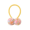 Élastique à cheveux mignon à pompons colorés pour enfants avec un ruban jaune vif - Mélange Coloré (42)