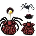 Halloween porch goose outfit with skull pattern dress and spider legs - 23 Inches / Skeleton Spider Dress / Three-Piece Set