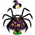 Decorative Halloween spider porch goose outfit with pumpkin pattern dress and witch hat - 23 Inches / Bat Spider Dress / Three-Piece Set