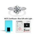 Exquisite lab-grown diamond S925 sterling silver ring with blue LED gift box and certificate - Size 5 / Lab-Grown Diamond 1.01 Carat (With NGTC Certificate & Gift Box) / Silver