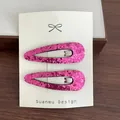Lot de deux barrettes à paillettes roses pour filles, accessoires de coiffure BB. - Rouge Rose Ajouré