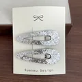 Barrettes à cheveux BB argentées pailletées pour filles, pinces à paillettes 2 pièces - Argent Ajouré