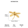 Élégante broche libellule en acier inoxydable doré avec des spécifications de taille détaillées - Style en Forme de Libellule Bionique (XZ382) / Or