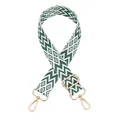 Adjustable woven replacement bag strap with green geometric diamond pattern detail - Green
