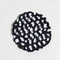 Professional black bun hair net with white faux pearls decoration - Black Pearl Style