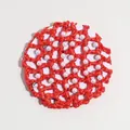 Professional red mesh hairnet with white pearls for ballet and nurse bun hair styling - Red Pearl Style