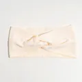 Bandeau de sport en maille côtelée torsadée crème pour le yoga et les soins du visage - Style Noué / Beige