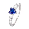 Polished stainless steel ring featuring a vibrant blue heart-shaped cubic zirconia stone - Steel Color with Blue Rhinestone