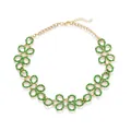 Elegant green enamel leaf statement necklace in gold-tone alloy for holiday style - Necklace