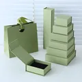 Elegant sage green magnetic jewelry box and gift bag set for bracelets and rings - Handbag 15.5*7.5*14.5cm / Eucalyptus