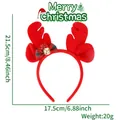 Roter Weihnachts-Rentier-Haarreif aus Flanell mit karierter Schleife und Glocke - Rotes Geweih Schleife Glocke