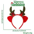 Festive Christmas reindeer antler headband with red plush ears and plaid bow details - Green Antler Bow Style