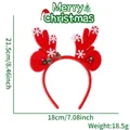 Festive red velvet Christmas reindeer antler headband with a plaid bow and bells - Red Antler With Snowflakes And Bell