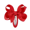 Classic red grosgrain ribbon hair bow snap clip for girls and toddlers princess style - Red