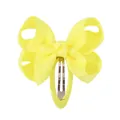 Cute yellow grosgrain ribbon bow hair clip with fabric-wrapped metal snap BB base - Bright Yellow