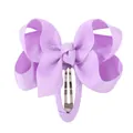 Cute lavender purple grosgrain ribbon bow hair clip with ribbon covered metal snap clip - Purple