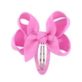 Cute bright pink grosgrain ribbon bow snap hair clip for girls and kids princess style - Pink