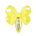 Cute yellow grosgrain ribbon bow hair clip with fabric wrapped BB snap base - Bright Yellow