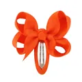 Handmade bright orange grosgrain ribbon bow hair snap clip for girls and toddlers - Bright Orange