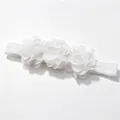 Elegant white baby girl elastic headband featuring three handmade chiffon flowers - 3 Flowers White
