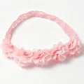 Delicate handmade pink chiffon flower baby headband with soft elastic lace for toddlers - 5 Flowers Pink