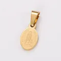 Detail of 18k gold plated stainless steel oval pendant with Our Lady of Fatima engraving. - Small Size (AML035151) / Gold
