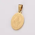 Detailansicht des 18k vergoldeten 304 Edelstahl-Medaillons mit religiösem Motiv - Anhänger Ohne Kette-Groß / Gold