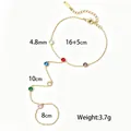 Elegante bracciale con anello in oro con zirconi colorati e misure tecniche dettagliate - Stile Pietra Sette Colori (E2510)