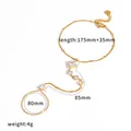 Elegante cadena de mano de acero inoxidable chapada en oro de 18K con piedras de circonita - Estilo Strass Gota de Agua Cuadrada (TB5274)