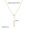 18k vergulde roestvrijstalen ketting met meerdere strassteentjes 410mm+50mm - Vier Stenen Halsketting (TN3518) / 18K goud