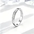 Close-up of CNC engraved stainless steel ring with triangular rhinestone pattern - Size 5 / Silver