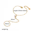 Elegante pulsera de anillo de cadena de mano en acero inoxidable dorado - Estilo Vinculado de Tres Strass (TB5278)