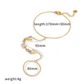 Pulsera de dedo de acero inoxidable dorado con circonitas y detalles de talla ajustable - Estilo Decoración Strass Exótico (TB5279)