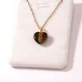 Vintage gold-plated stainless steel necklace with tiger's eye heart resin pendant - Brown Tiger-eye Pattern Heart Pendant (Style 4)