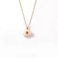 Retro gold-plated stainless steel necklace with light pink resin and red stone pendant - Pink White Oval Pendant (Style 6)