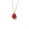 Elegant vintage gold-plated stainless steel necklace featuring an oval red resin pendant - Bright Red Oval Pendant (Style 7)