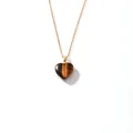 Retro heart-shaped Tiger's Eye resin pendant necklace with gold plated stainless steel chain - Brownish Heart Pendant (Style 14)