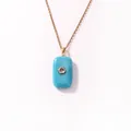 Elegant vintage light blue resin pendant necklace with gold-plated stainless steel chain - Light Blue Rectangular Pendant (Style 15)