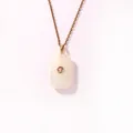 Vintage gold plated stainless steel necklace with cream resin pendant and pink stone - Cream White Rounded Rectangle Pendant (Style 16)