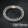 Retro roestvrijstalen hiphop Beast Cubaanse armband met kruis, afmeting 190x9mm - 9mm Breedte 19cm Lengte