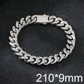 Vintage roestvrijstalen Cubaanse schakelarmband met Beast- en kruisgravure - 9mm Breedte 21cm Lengte