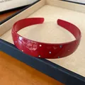 Vintage French style red wide headband decorated with colorful sparkling rhinestones - Rose Red - Multicolor Rhinestone
