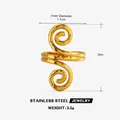 Künstlerischer goldener Doppelspiral-Ring aus Edelstahl mit 1,7 cm Innendurchmesser - Wirbel Stil / Gold
