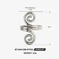 Klassischer Edelstahlring im Vintage-Stil mit doppelter Spirale und Hammerschlag-Finish - Wirbel Stil / Stahlfarben