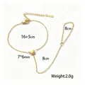 Elegant gold-plated stainless steel slave bracelet with heart charm and size details - 3D Heart Style (E2520) / Gold