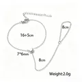 Silver stainless steel heart charm slave bracelet with size measurements - 3D Heart Style (E2521) / Steel